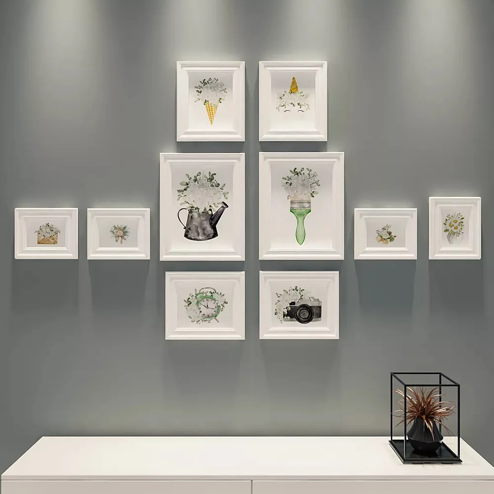 Easyframes™ "Serene White Flora" White -Set Of 10