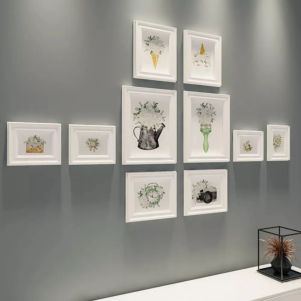 Easyframes™ "Serene White Flora" White -Set Of 10