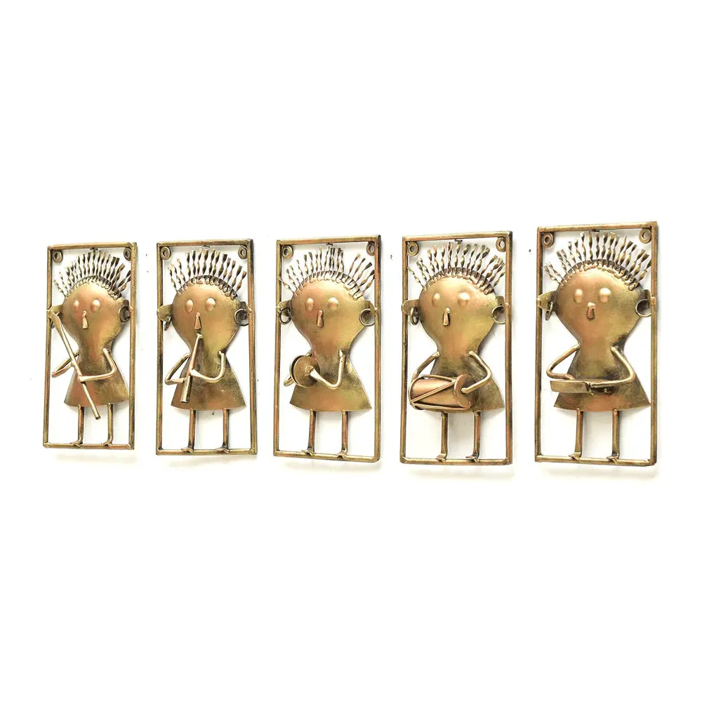 Eccentric Musicians In Gold Metal Wall Art