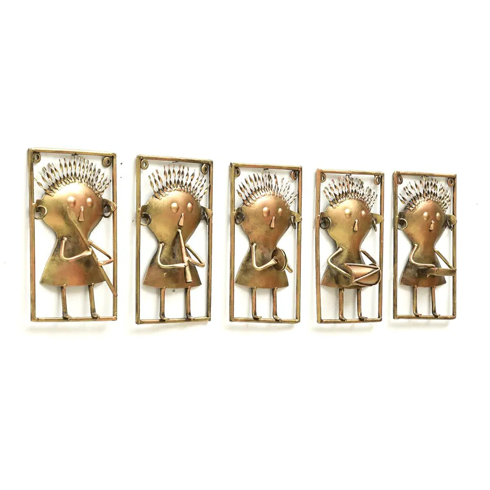 Eccentric Musicians In Gold Metal Wall Art
