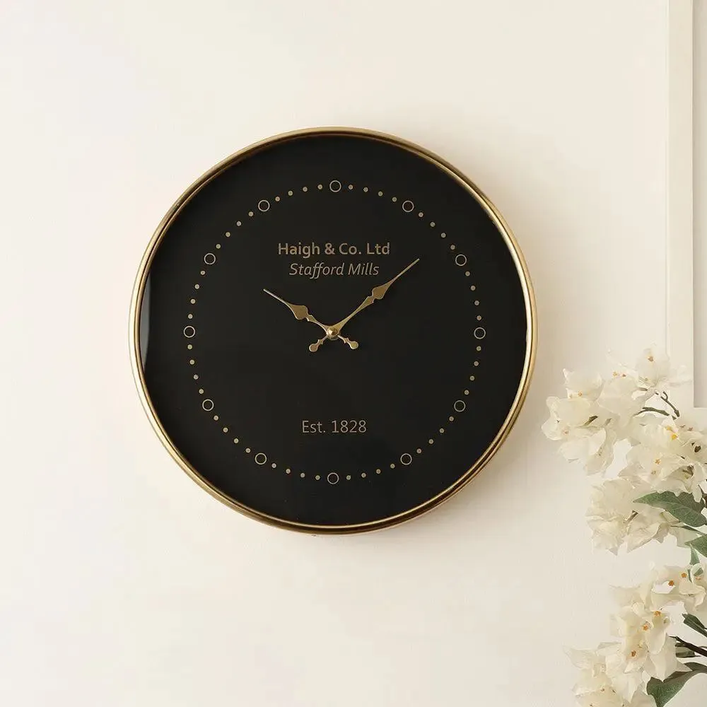 Ecliptical Minimalist Gold & Black Wall Clock (Circular)