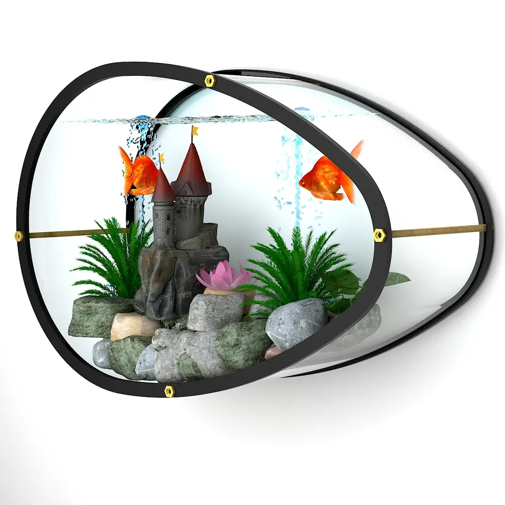 Egg Shaped Transparent Wall Aquarium / Terrarium With Air Pump
