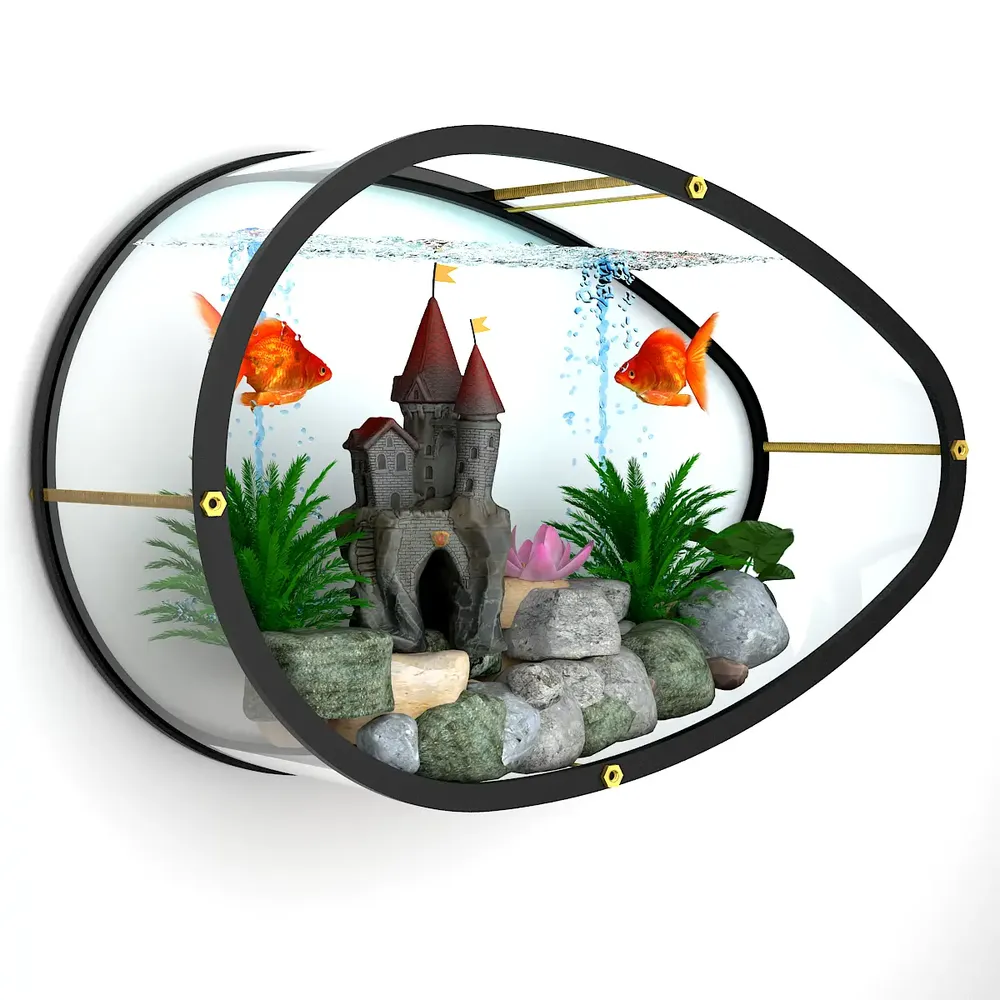 Egg Shaped Transparent Wall Aquarium / Terrarium With Air Pump