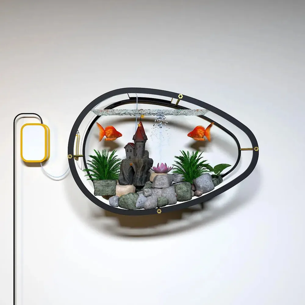Egg Shaped Transparent Wall Aquarium / Terrarium With Air Pump