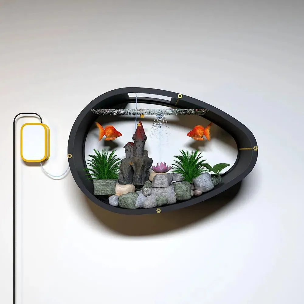 Egg Shaped Wall Aquarium / Terrarium With Air Pump