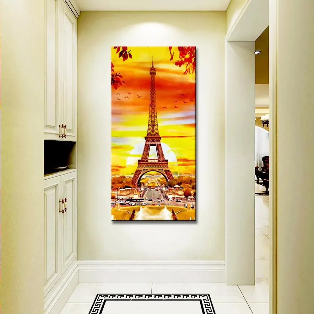 Eiffel Tower Autumn Season Canvas Printed Wall Painting With Wood Frame