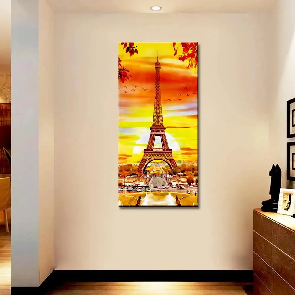 Eiffel Tower Autumn Season Canvas Printed Wall Painting With Wood Frame