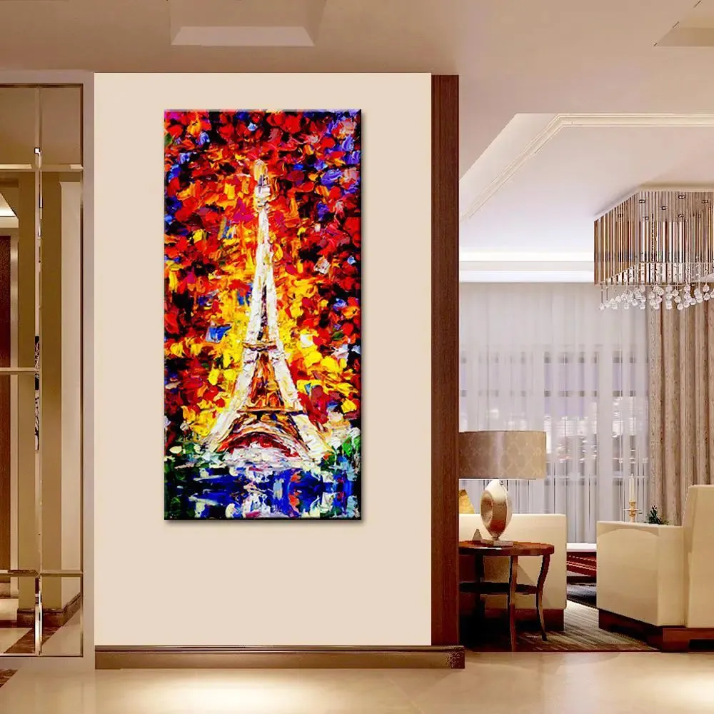 Eiffel Tower Paris Scenery Design Canvas Printed Painting With Wood Frame