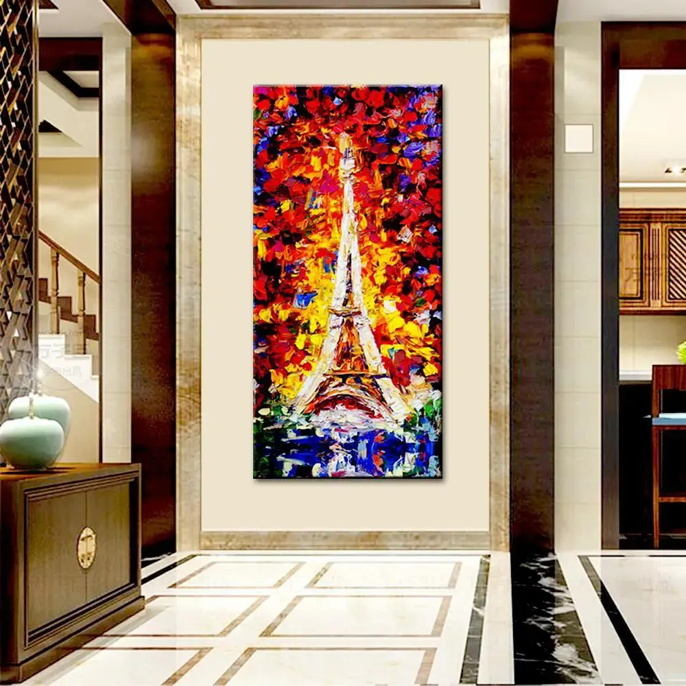 Eiffel Tower Paris Scenery Design Canvas Printed Painting With Wood Frame