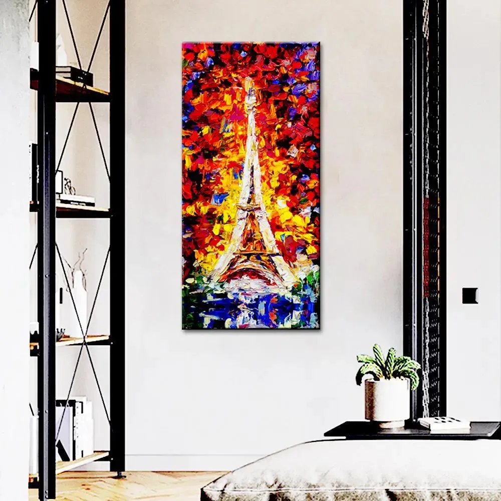 Eiffel Tower Paris Scenery Design Canvas Printed Painting With Wood Frame