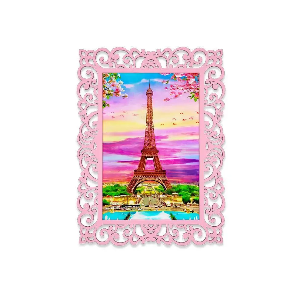 Eiffel Tower Sprig Season Canvas Print in Decorative Frame