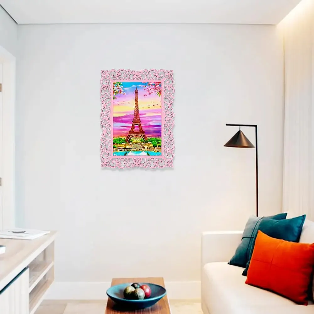 Eiffel Tower Sprig Season Canvas Print in Decorative Frame