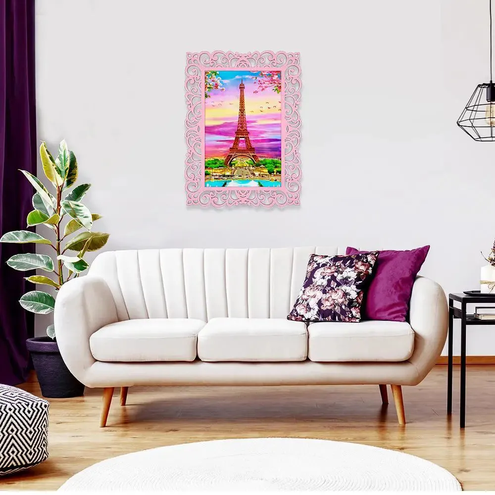 Eiffel Tower Sprig Season Canvas Print in Decorative Frame