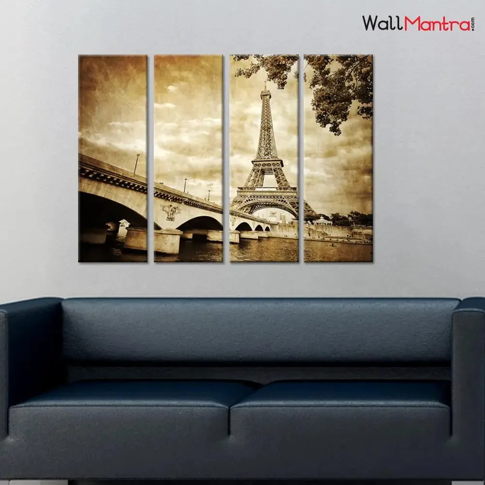 Eiffel Tower Wall Painting Multiple Framed Canvas Wall Art