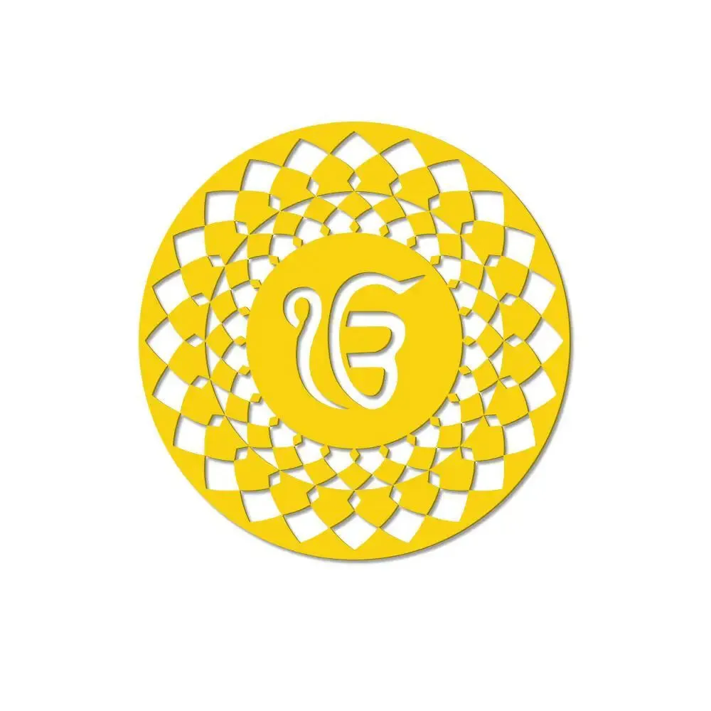 Ek Onkar Design in Circle Wooden Wall Hanging,  Living Room Wooden Wall Decoration Medium(18 inch X 18 inch)