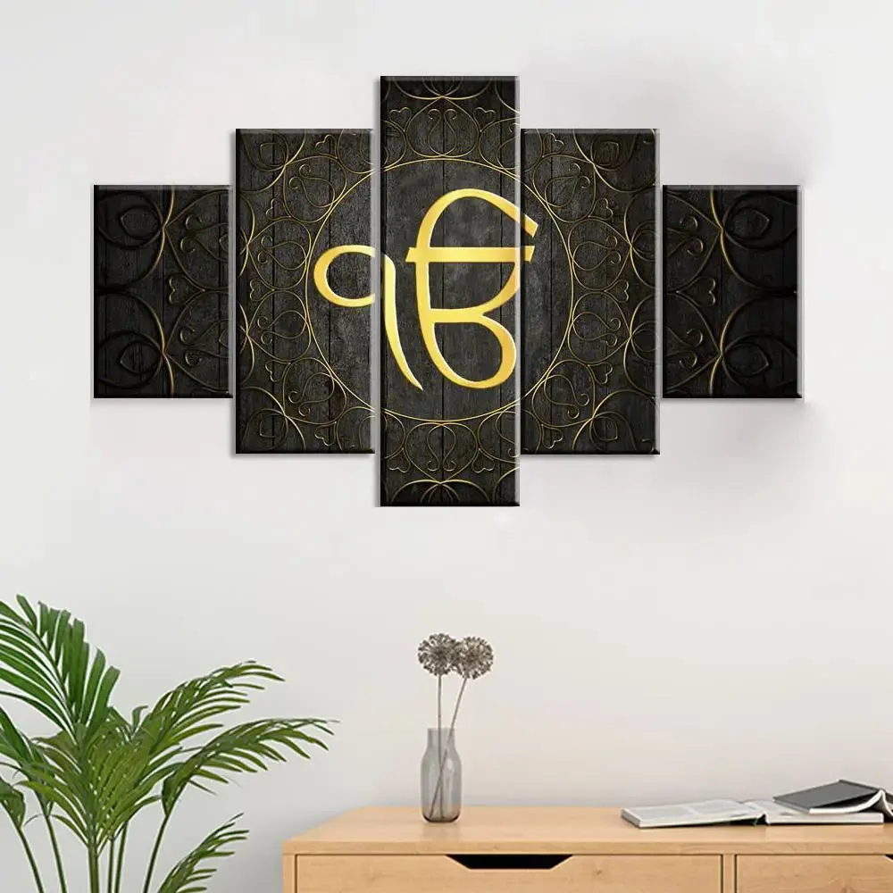 Ek Onkar  Wooden Framed 5 Pieces Canvas Wall Painting