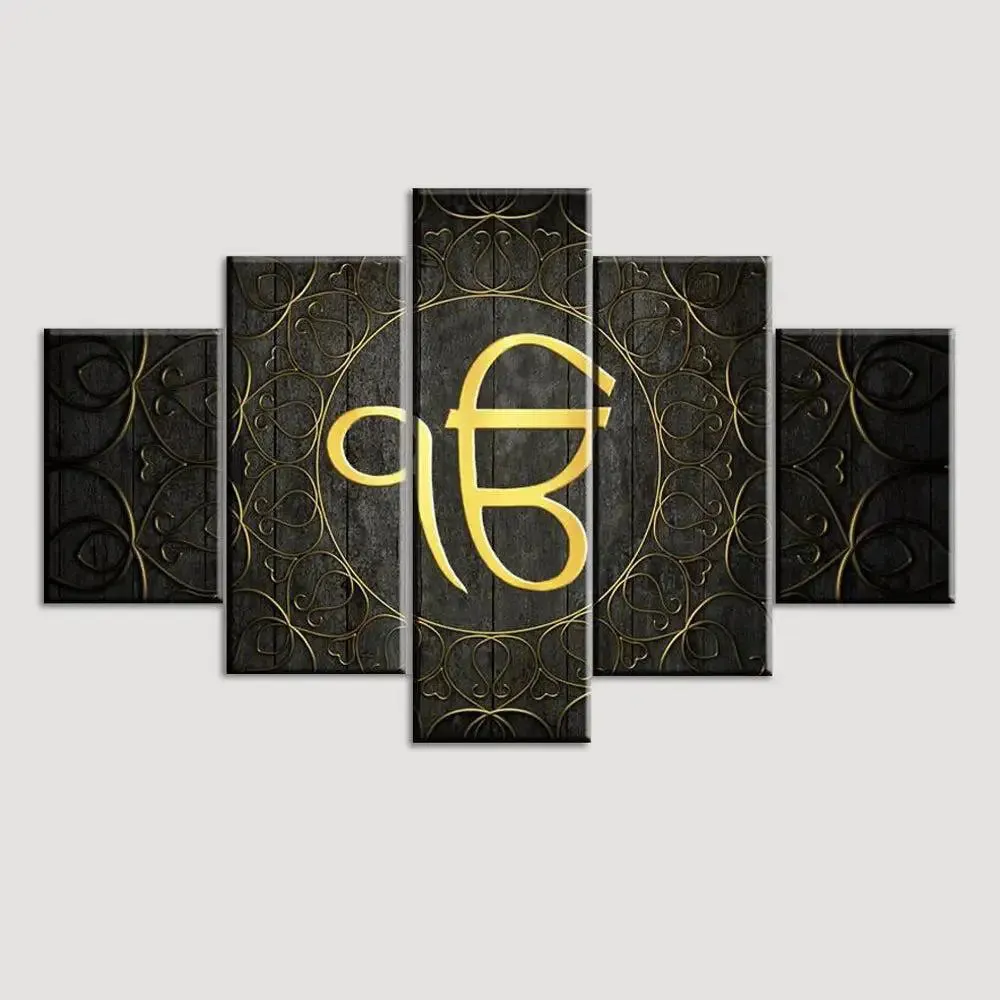 Ek Onkar  Wooden Framed 5 Pieces Canvas Wall Painting