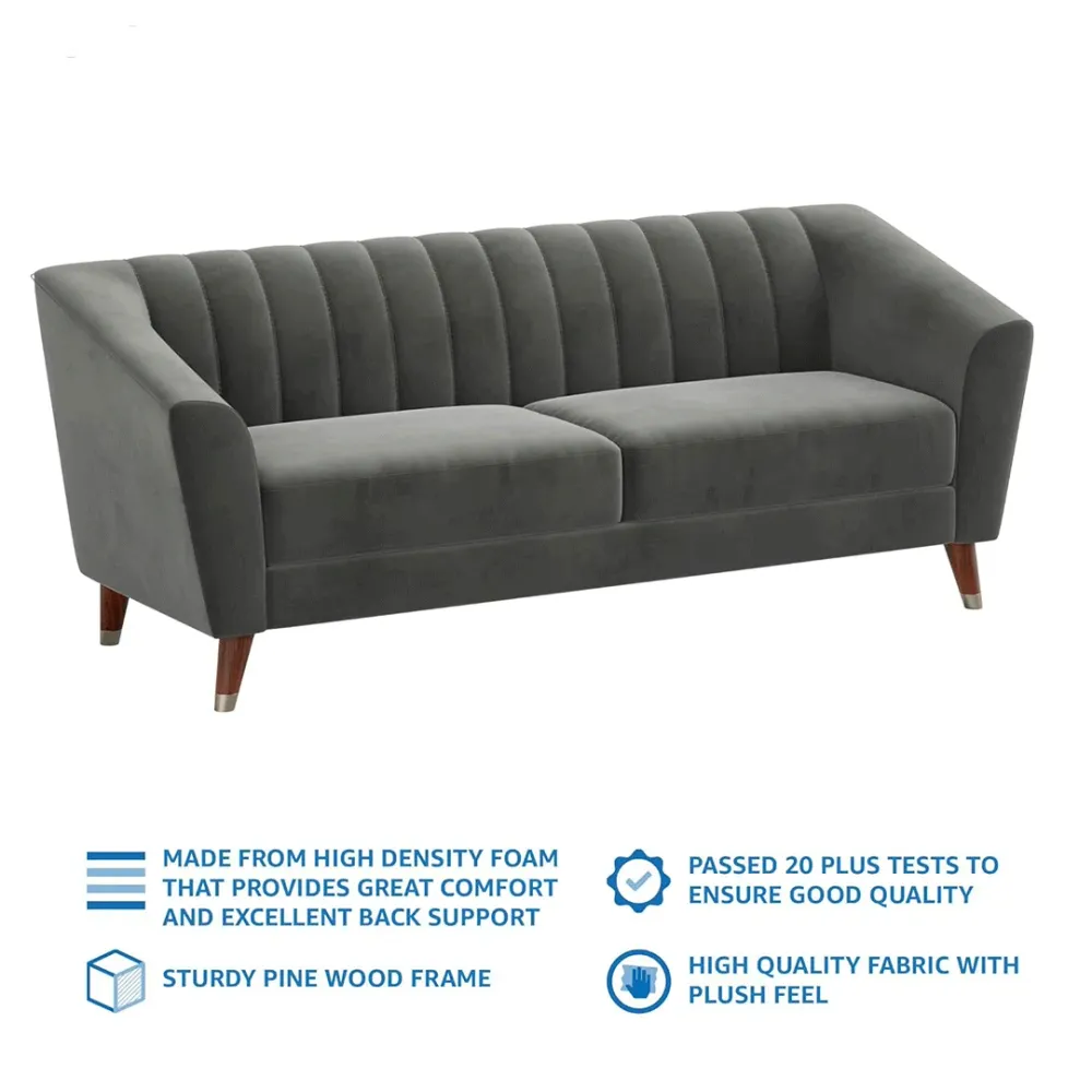 WallMantra Elegant 3 Seater Sofa in Graphite Grey