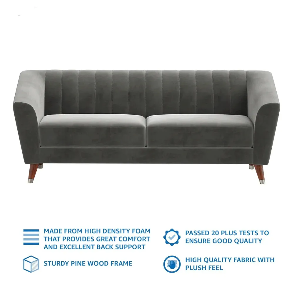 WallMantra Elegant 3 Seater Sofa in Graphite Grey
