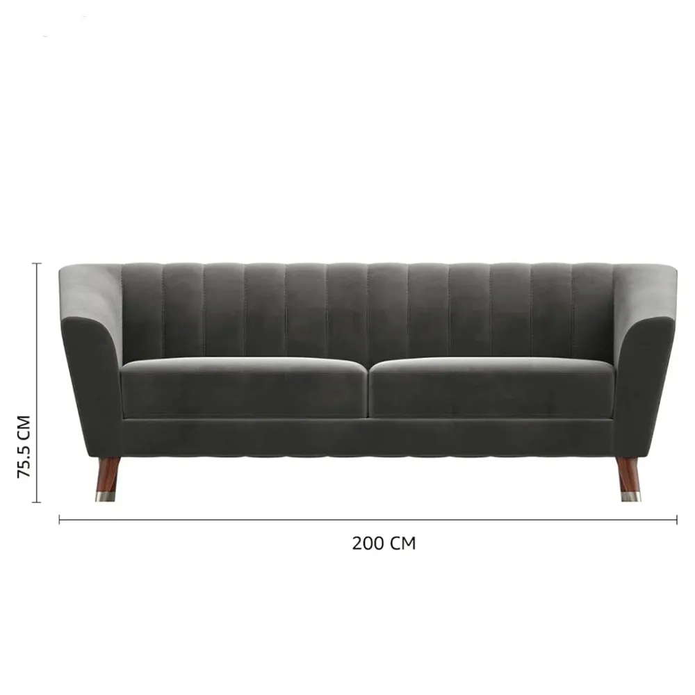 WallMantra Elegant 3 Seater Sofa in Graphite Grey