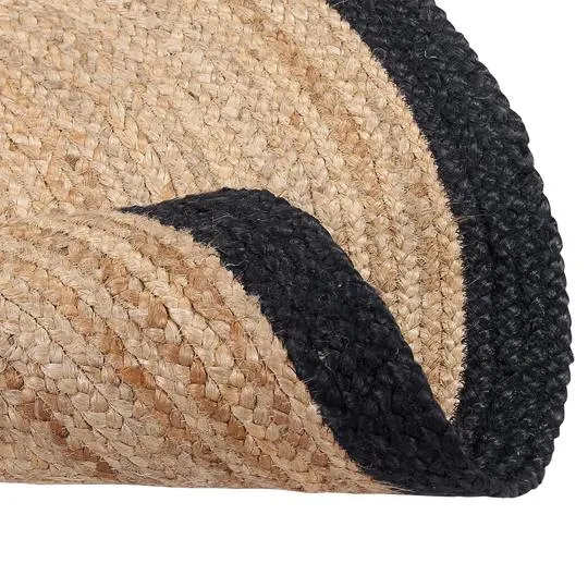 Elegant Black Bordered Round Jute Rug XS (2*2ft)