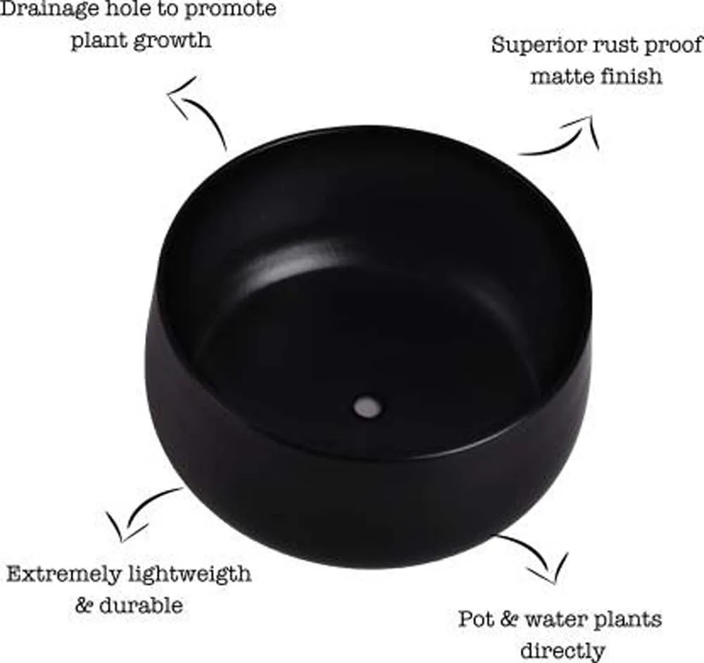 Elegant Black Handi Resilient Metal Plant Pots Set Of 2