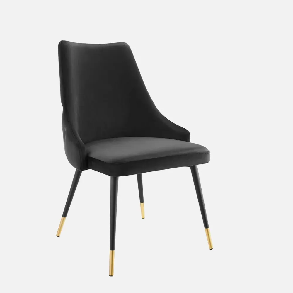 Elegant Black Velvet Accent Chair Single