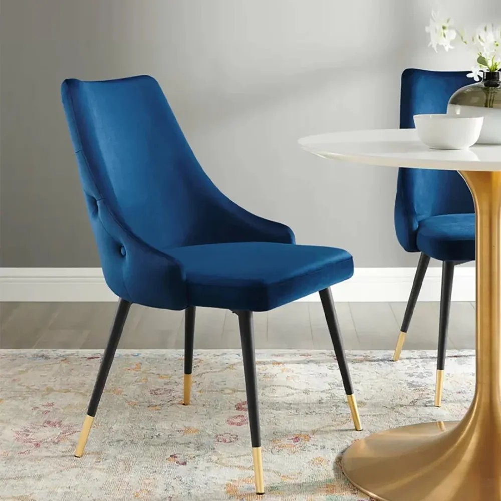 Elegant Blue Velvet Accent Chair Single