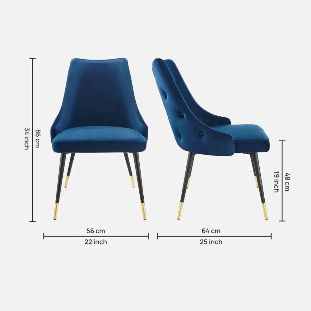 Elegant Blue Velvet Accent Chair Single