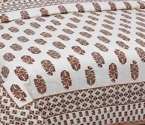 Elegant Brown 144 TC Cotton Double Bedsheet with Pillow Covers