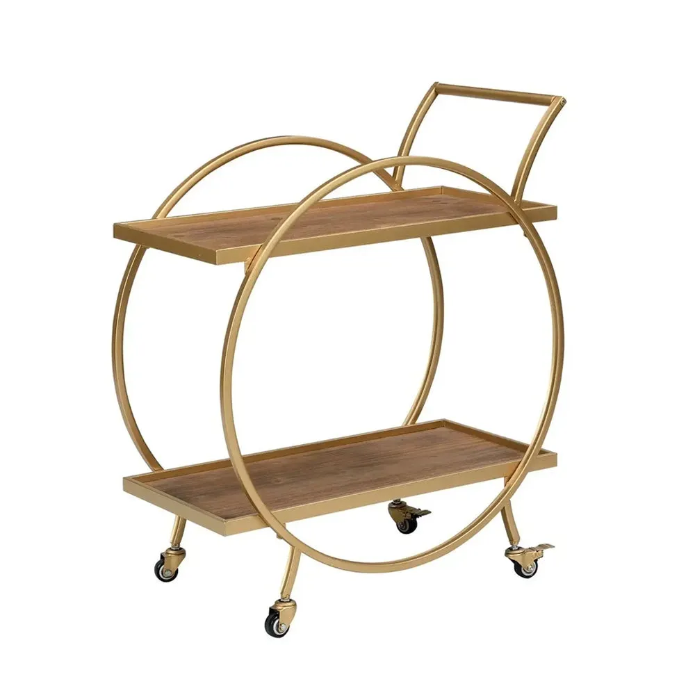 Elegant Circular Designer Metal Bar Trolley