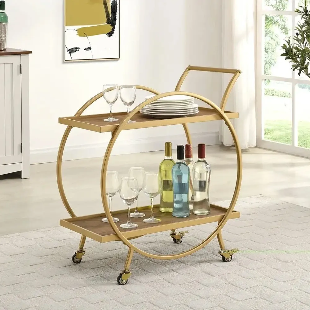 Elegant Circular Designer Metal Bar Trolley