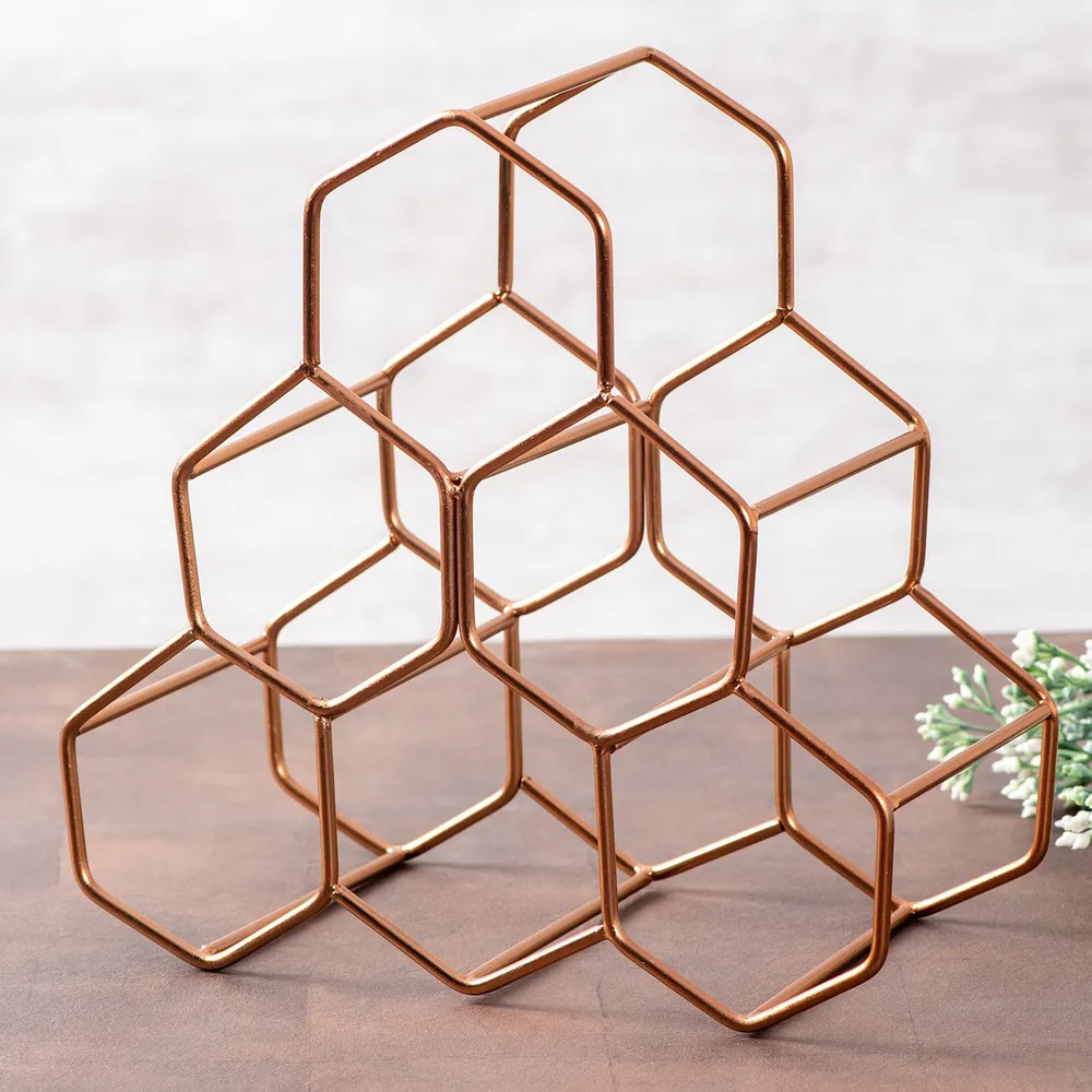 Elegant Copper Iron Wine Holder Rack