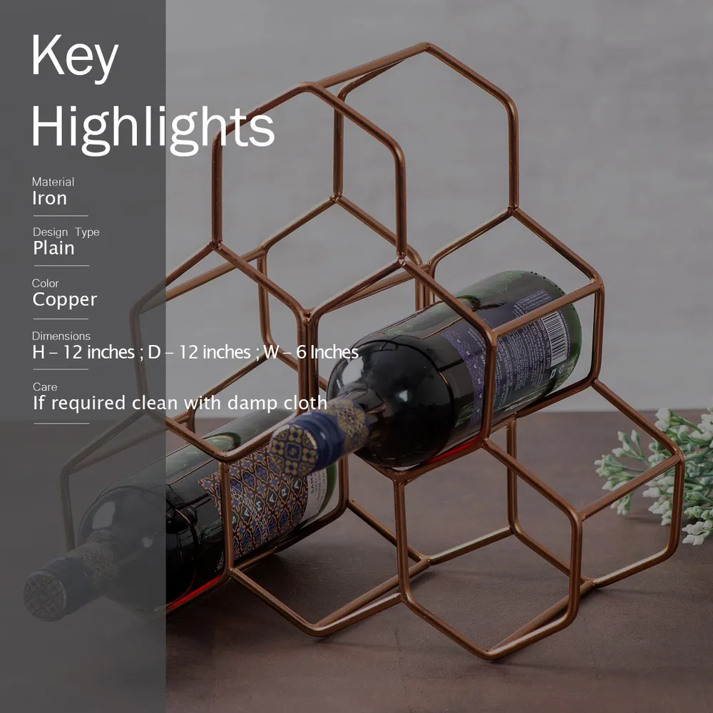 Elegant Copper Iron Wine Holder Rack