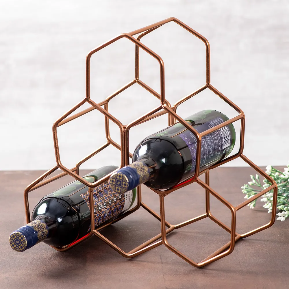 Elegant Copper Iron Wine Holder Rack