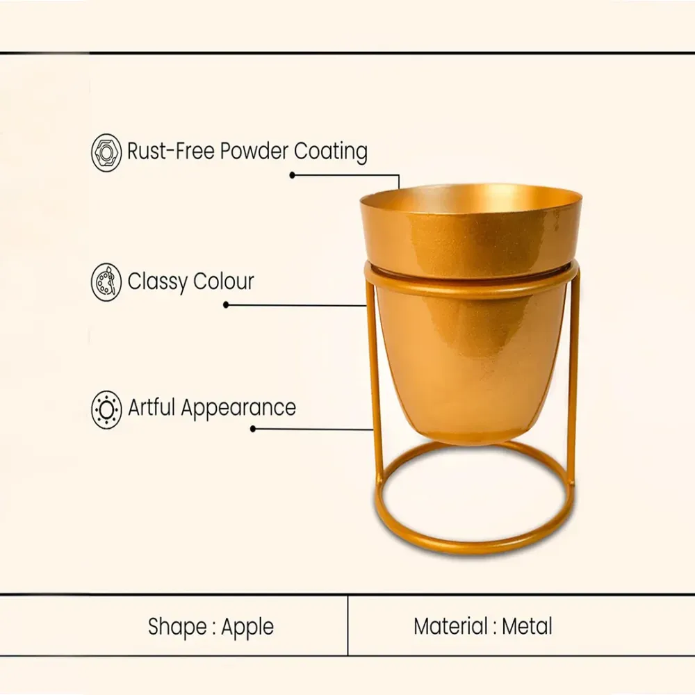 Elegant Gold Toned Resilient Metal Pot Stand Set Of 1