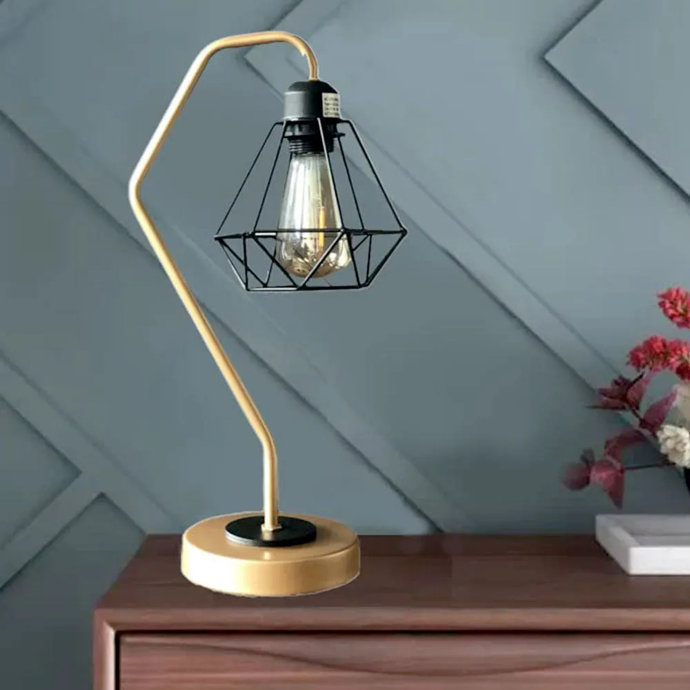 Elegant Golden Bending Metal Table Lamp