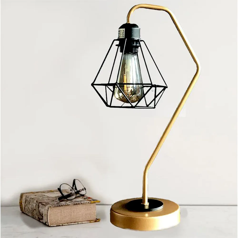 Elegant Golden Bending Metal Table Lamp