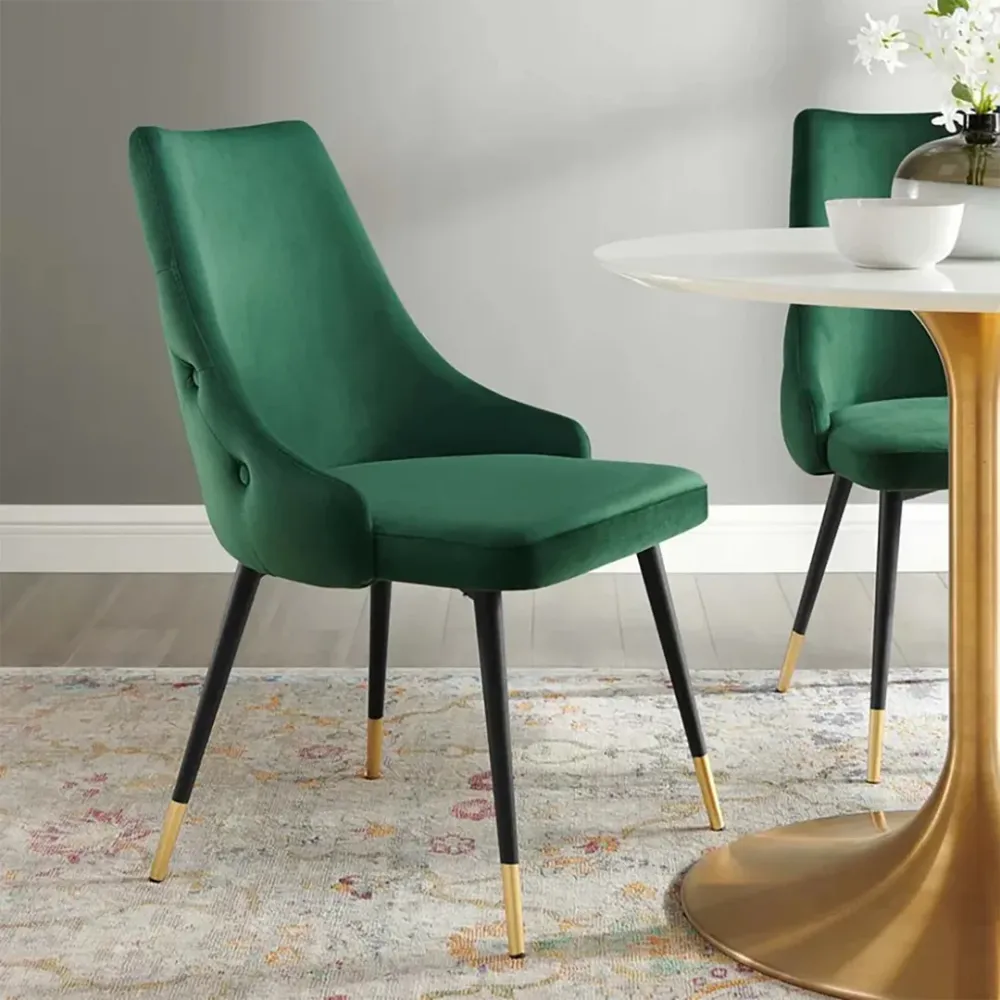 Elegant Green Velvet Accent Chair Single