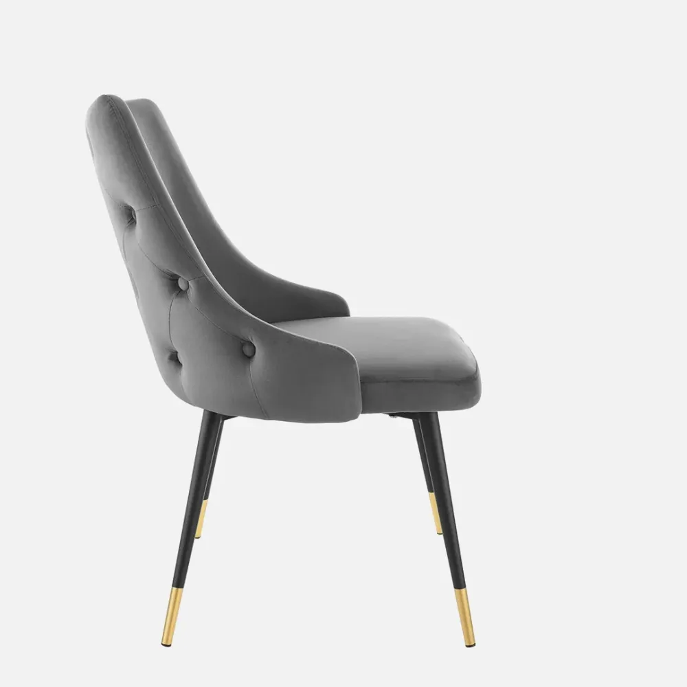 Elegant Grey Velvet Accent Chair Single