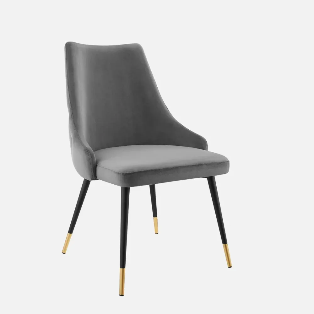 Elegant Grey Velvet Accent Chair Single
