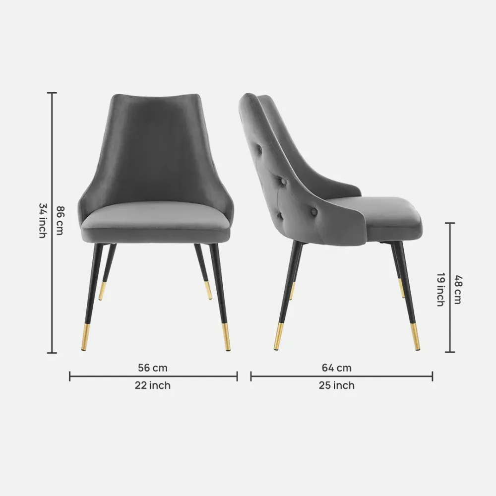Elegant Grey Velvet Accent Chair Single