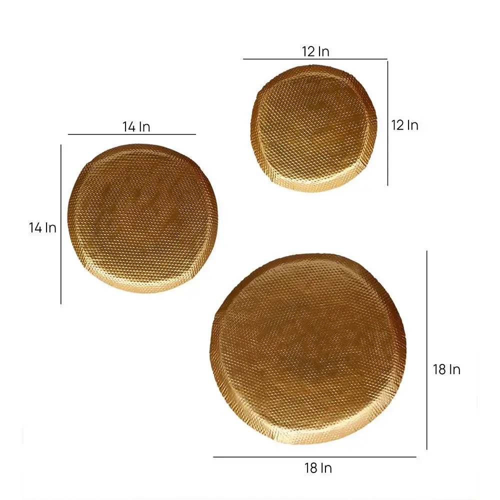 Elegant Hand-Hammered Golden Metal Wall Decor -Set of 3