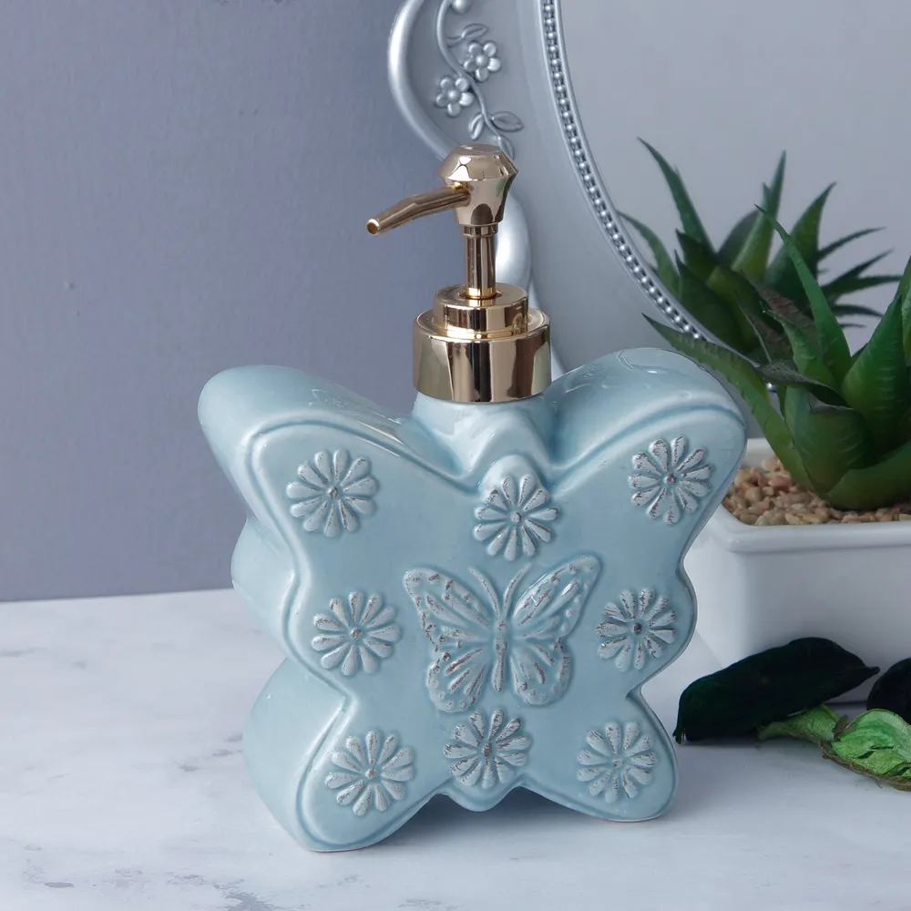 Elegant Large Butterfly Blue Soap Dispenser