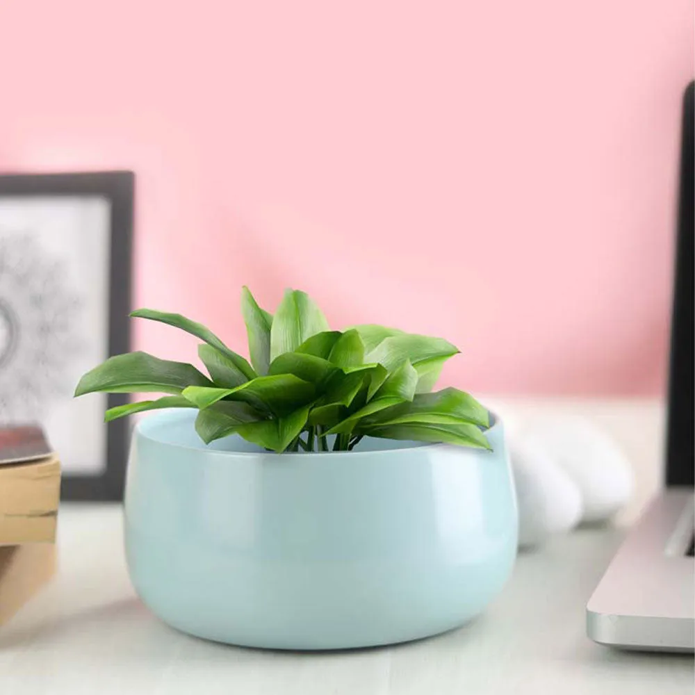 Elegant Light Blue Handi Resilient Metal Plant Pot Set Of 1