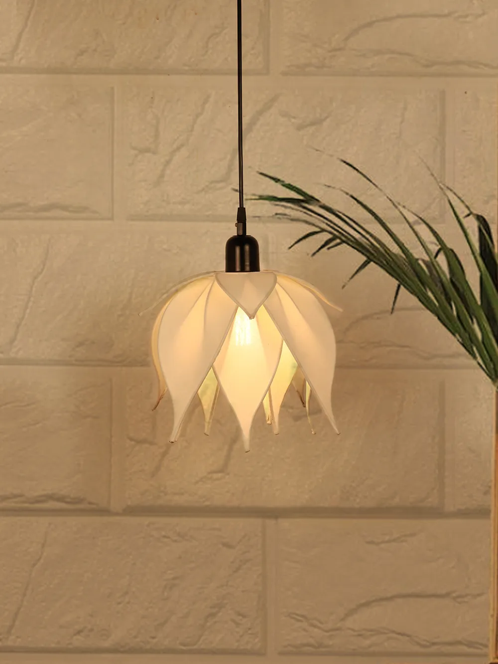 Elegant Lotus Designer Fabric Shade Hanging Light