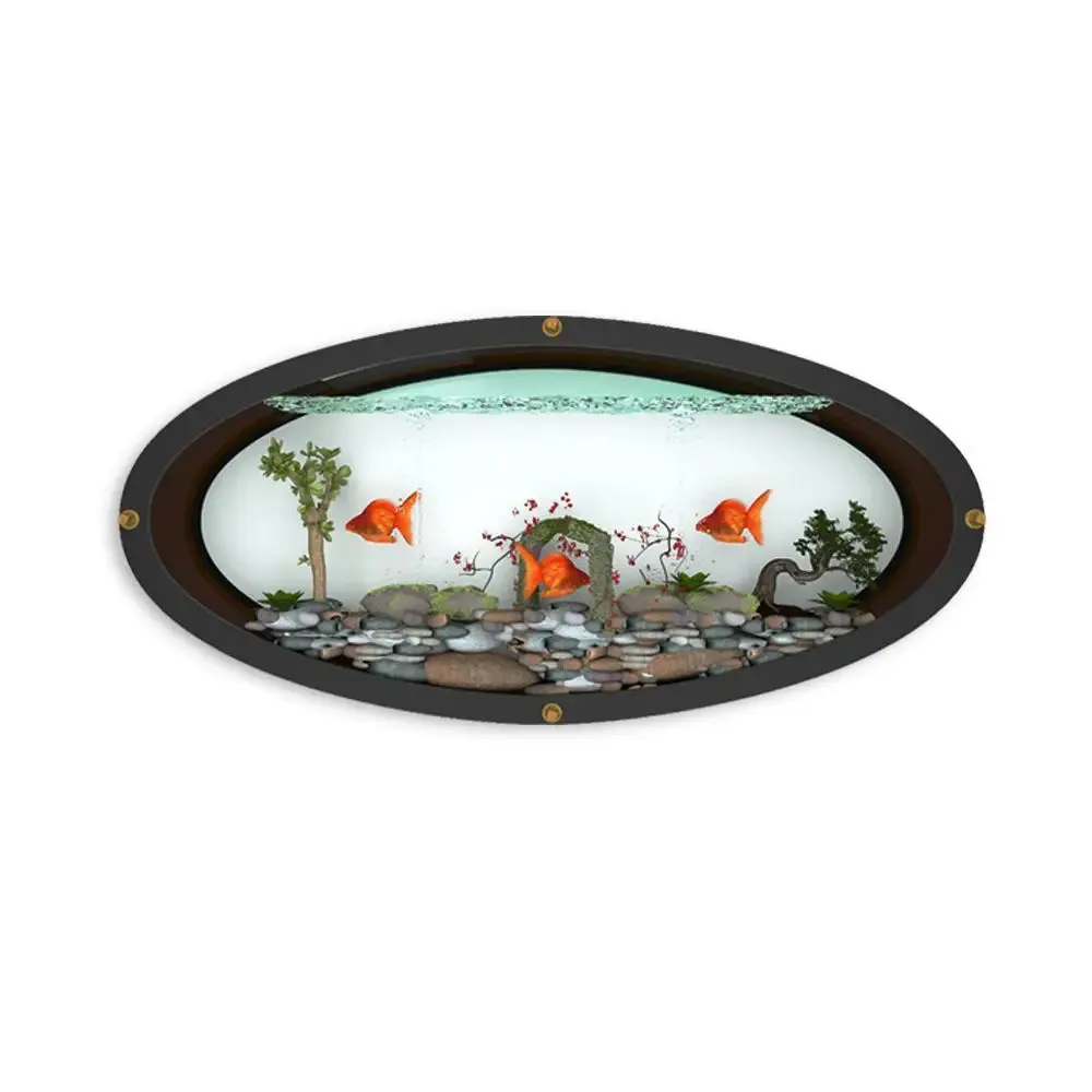 Elegant Oval Wall Aquarium / Terrarium With Air Pump