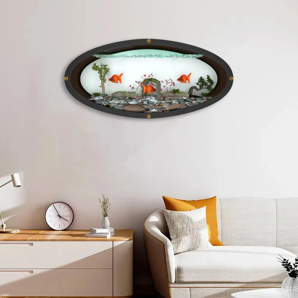 Elegant Oval Wall Aquarium / Terrarium With Air Pump