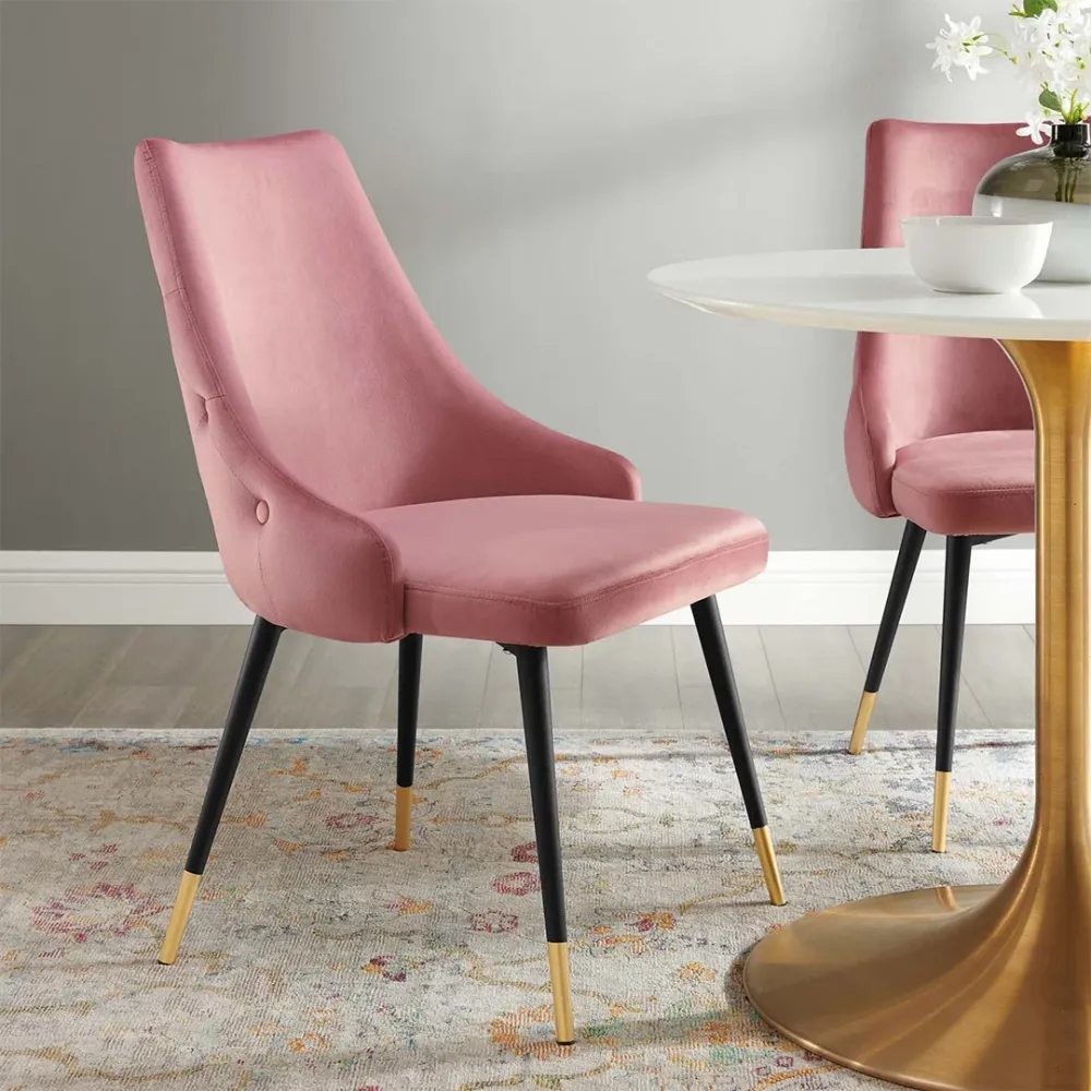 Elegant Pink Velvet Accent Chair Single