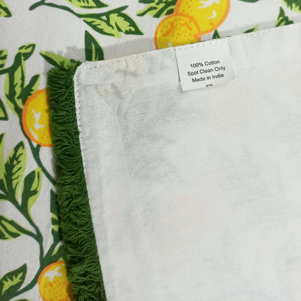 Elegant Printed Designer Cotton Lemon Table Runner